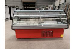 China IEC Curved Glass Front Butcher Display Counter With Stainless Steel Inner Plate supplier