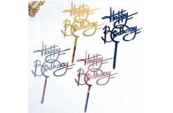 China Creative Acrylic Vertical Happy Birthday Cake Topper Happy Birthday Cupcake Toppers supplier