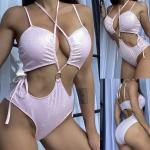 Hot Stamping Ladies One Piece Swimsuit Hot Pink One Piece Bathing Suit Special Fabric for sale