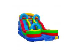 China Brightly Colored Inflatable Slides With Blue Arched Structures supplier