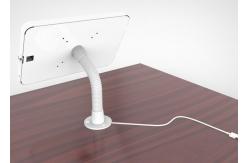 China Adjustable Goose Neck Ipad Kiosk Stand Metal Desk Mounted Enclosure Powder Coated Finish supplier