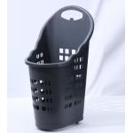 Gray Big Size Trolley Basket Supermarket Hand Pull Plastic Grocery Basket for sale