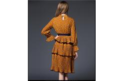 China fashion polyester print layered skirt fringed dress medium style supplier