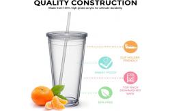 China Transparent 32 Oz Insulated Double Wall Tumblers PS Material supplier