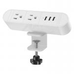 White Sleek Aluminium Clamp Mounted Surge Protector 3 USB Ports 45mm for sale
