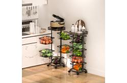 China Multifunctional Metal Storage Trolley , Kitchen Rotating Trolley Three Layer supplier
