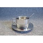 Lead Free No Cadmium Metal Steel Antique Coffee Cup Set With Spoon And Dish for sale