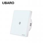 UBARO 1gang Tempered Glass Touch Switch Panel 86*86mm 100-240VAC Input for sale