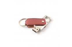 China Customizable Logo Print / Embossing Leather Memory Stick With 10mb/S Writing Speed supplier