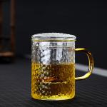 Heat Proof Pyrex Glass Tea Infuser Cup Sets With Lid Hand Blown Craft