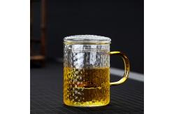 China Heat Proof Pyrex Glass Tea Infuser Cup Sets With Lid Hand Blown Craft supplier