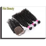 Brazilian Deep Curly Remy Hair Extensions Natural Black 100 Grams / Per Bundle for sale