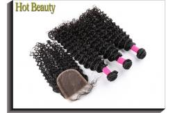 China Brazilian Deep Curly Remy Hair Extensions Natural Black 100 Grams / Per Bundle supplier