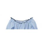 Elastic Belt Blue Polyester Cotton Ladies Strapless Dress