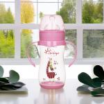 9oz 260ml PP Wide Neck Arc Baby Feeding Bottle Pink Color for sale