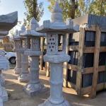 Marble Grey Outdoor Stone Lantern Japanese Garden Natural Surface for sale