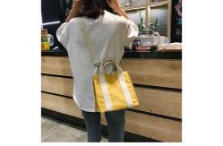 China Collapsible Crossbody 50cm Handle Printed Canvas Shopping Bags supplier
