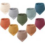 Plain Color Snap Bandana Bibs Muslin Teething Bibs Soft Skin Friendly Customizable For Baby for sale