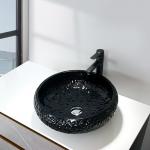 440mm Height Black Bathroom Vessel Sink Round Lacquered Exterior Crystal Ball Shape for sale