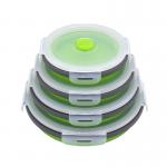 4pcs Round Silicone Folding Lunch Box 350 500 800 1200ML for sale
