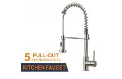 China 35mm Deck Mounted Single Handle Pull Out Kitchen Faucet Brushed supplier