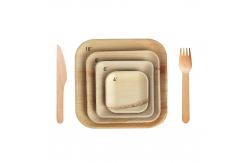 China 10 Disposable Square Areca Palm Leaf Plates With Fork Knife supplier