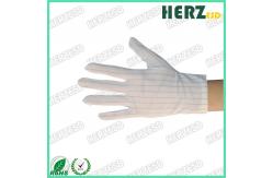 China White Striped ESD Hand Gloves 100% Polyester With Conductive Carbon Line Every 10mm supplier