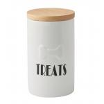 Cookie Biscuit Ceramic Dog Treat Jar , Ceramic Cat Treat Canister With Wood Lid for sale