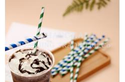 China Blue And Green Paper Spoon Straws Customized Pattern Coloured Paper Straws supplier