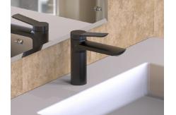 China Single Lever Black Chrome Bathroom Tap Without Pull Rod supplier
