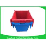 Solid Moving Plastic Attached Lid Containers , 50kgs Security Plastic Bins With Lids for sale