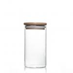 Hot Selling Jar Food Storage Canister Transparent Borosilicate Glass With Bamboo Cover for sale