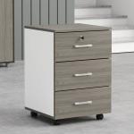Grey Office Wooden Filing Cabinets 3 Drawer Movable File Cabinet With Wheels for sale