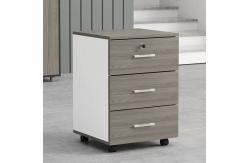 China Grey Office Wooden Filing Cabinets 3 Drawer Movable File Cabinet With Wheels supplier