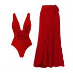 Blue Three Piece Swimwear with High Elasticity and Wire Free Support Type for sale