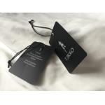 Both Side Silver Logo Art Paper Clothing Hang Tags With Black Waxed Cord for sale