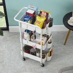 Household Moveable 3 Tier Modern Storage Trolley Cart With Locking Wheels for sale