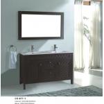 Black Color PVC Floor Mounted Bathroom Cabinets 120cm Wide with Double Basin for sale