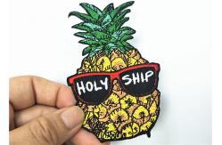 China Adorable Pineapple Clothing Embroidery Patches Recycled Merrowed Edge supplier