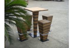 China Brown PE Rattan Bar Set , Home Balcony / Garden Table And Chairs supplier