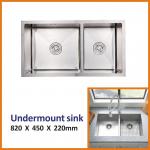 60 40 Undermount Stainless Steel Kitchen Sink  16 Gauge Cabinet Double Bowl Bar Sink 82x45 for sale