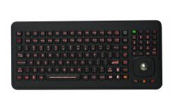 China Backlit Black Silicone Industrial Keyboard With Optical Trackball And F1 - F24 Keys supplier