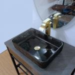 Glass Rectangular Vessel Sinks Black Deep Bathroom Transparent Crystal