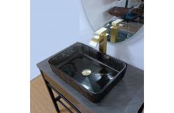 China Glass Rectangular Vessel Sinks Black Deep Bathroom Transparent Crystal supplier