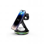 Multi Function RGB Light Portable Wireless Phone Charger Apple Watch Phone Charger Stand for sale