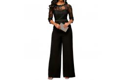 China Newest Design Women Fashion Round Neck Sexy Jumpusit With Lace Tops supplier