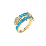 Enamel Gold Plated Snake Ring Open Women Zircon Adjustable Engagement Ring for sale
