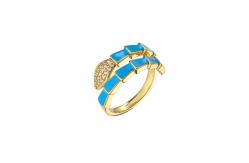 China Enamel Gold Plated Snake Ring Open Women Zircon Adjustable Engagement Ring supplier