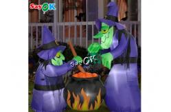China ​4x6ft Led Lighting Inflatable Halloween Witch With Cauldron supplier