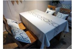 China Country Style Geometric Decorative Table Cloths Embroidered Linen Cotton Material supplier